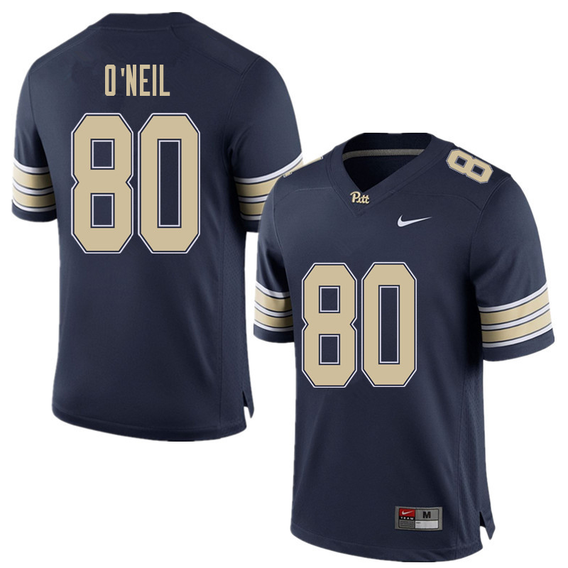 Men #80 Cameron O'Neil Pittsburgh Panthers College Football Jerseys Sale-Home Blue